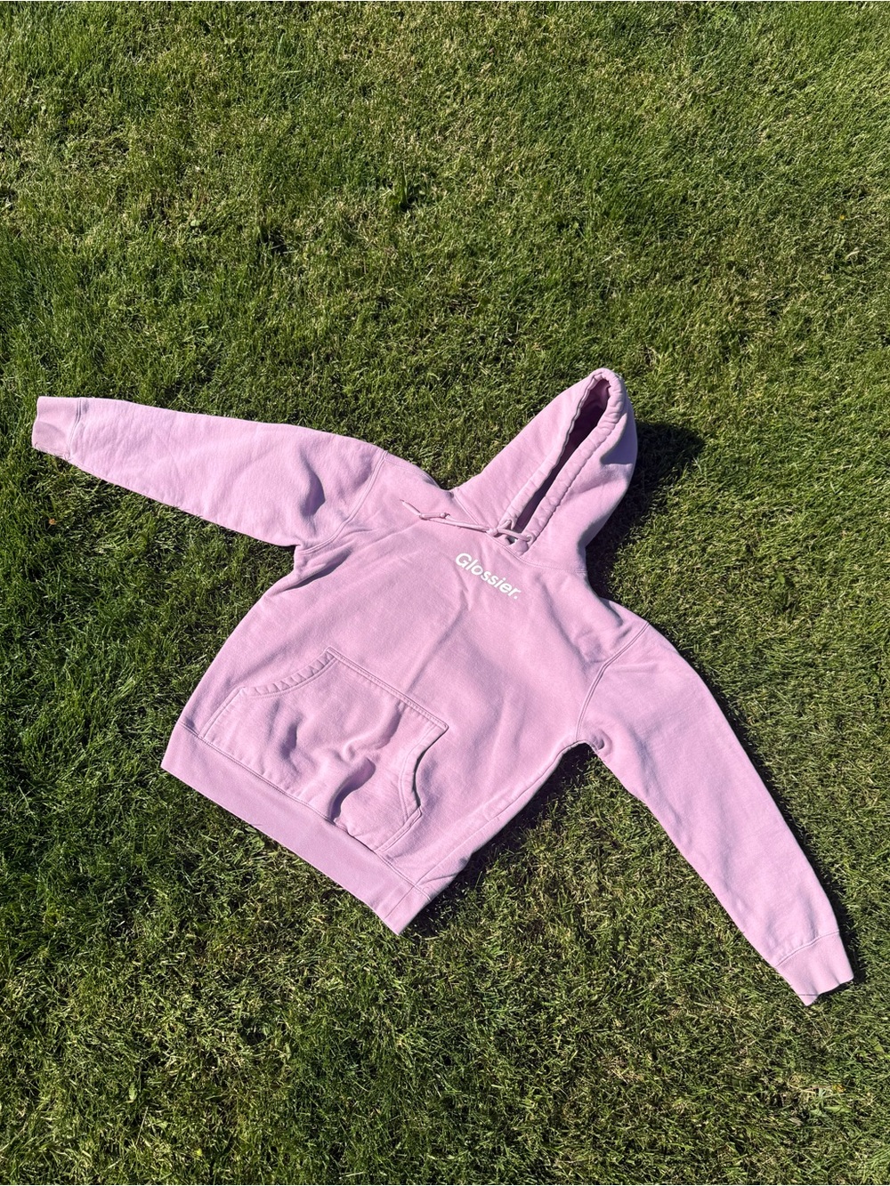 Glossier Baby Pink Pullover Hoodie S